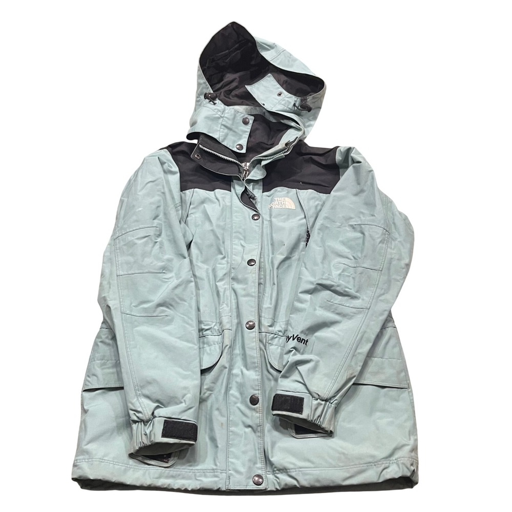 The North Face HyVent Mountain Parka‎ Jacket Sage Green Black Womens XS Hooded